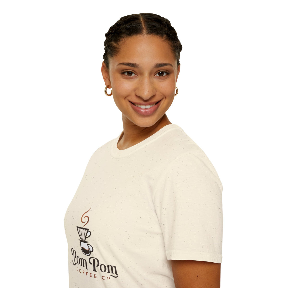Pomeranian Pom Pom Coffee Pomeranian T-Shirt — “Fueled by Coffee and Pom Pom Energy”