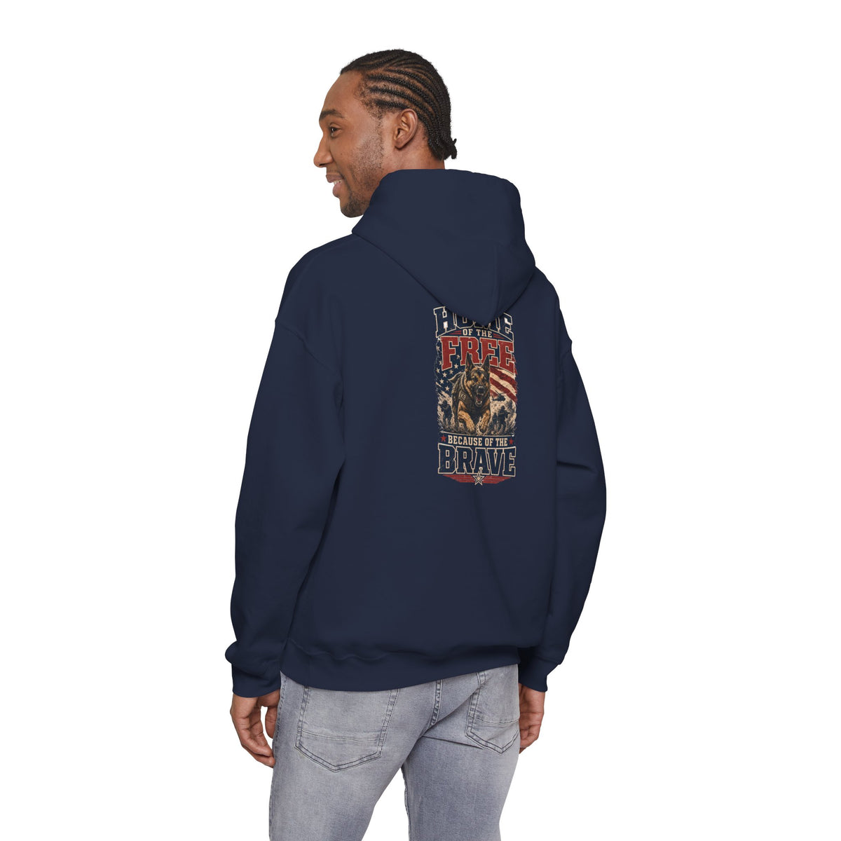 1776 Patriotic Hoodie — "Free Because of the Brave" Military Veteran Sweatshirt