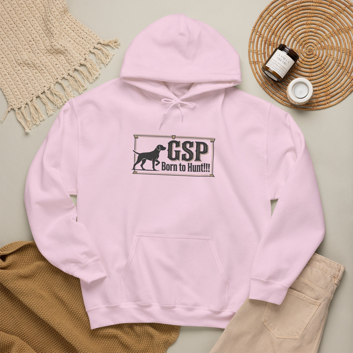 GSP 'Born to Hunt' Hoodie — German Shorthaired Pointer Blueprint Design