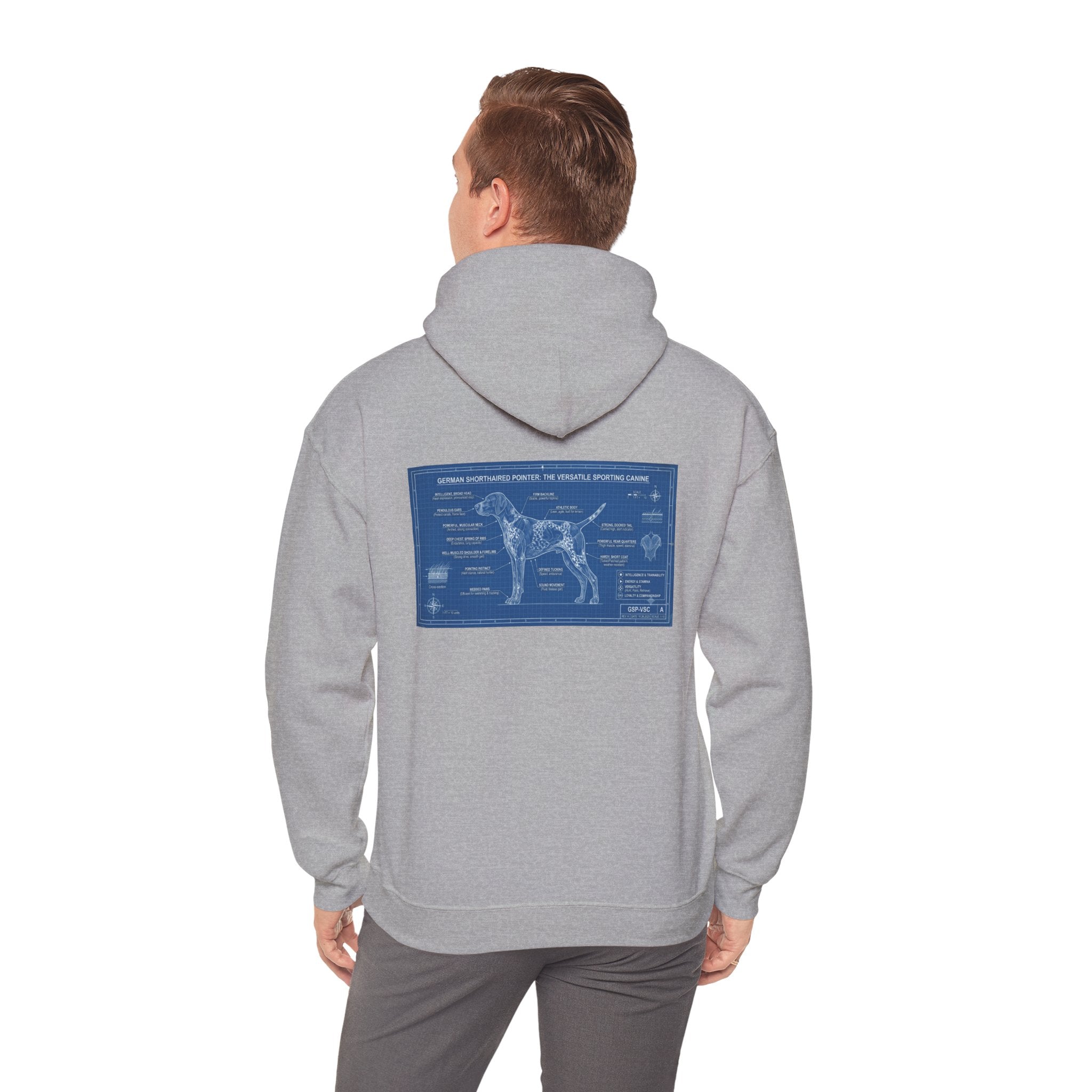 GSP 'Born to Hunt' Hoodie — German Shorthaired Pointer Blueprint Design