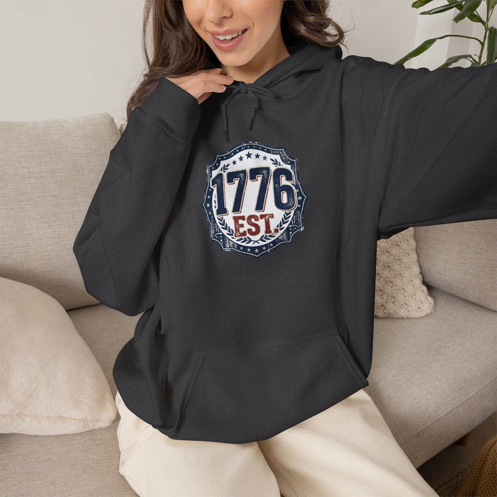 1776 Patriotic Hoodie — "Free Because of the Brave" Military Veteran Sweatshirt