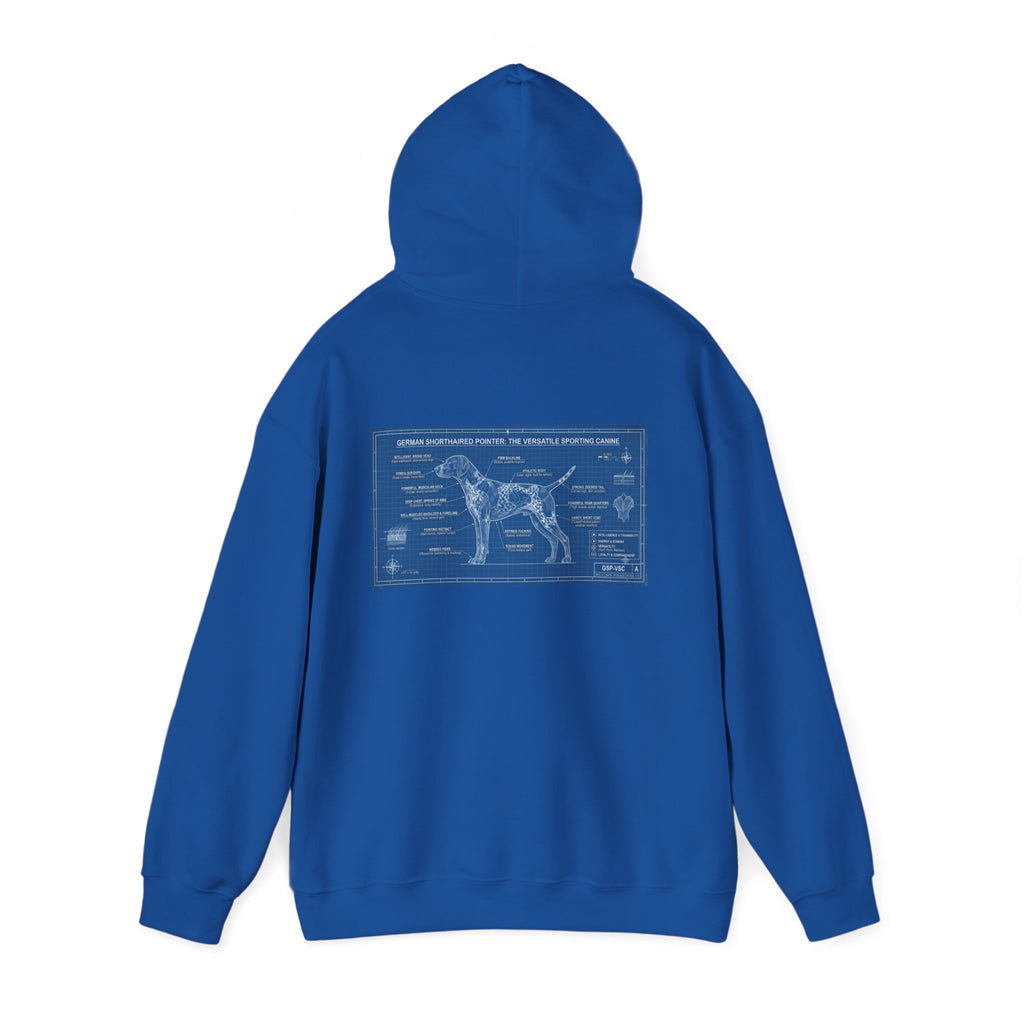 GSP 'Born to Hunt' Hoodie — German Shorthaired Pointer Blueprint Design
