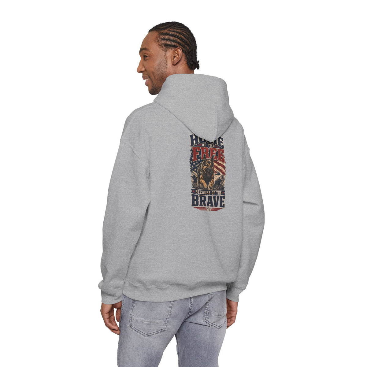 1776 Patriotic Hoodie — "Free Because of the Brave" Military Veteran Sweatshirt