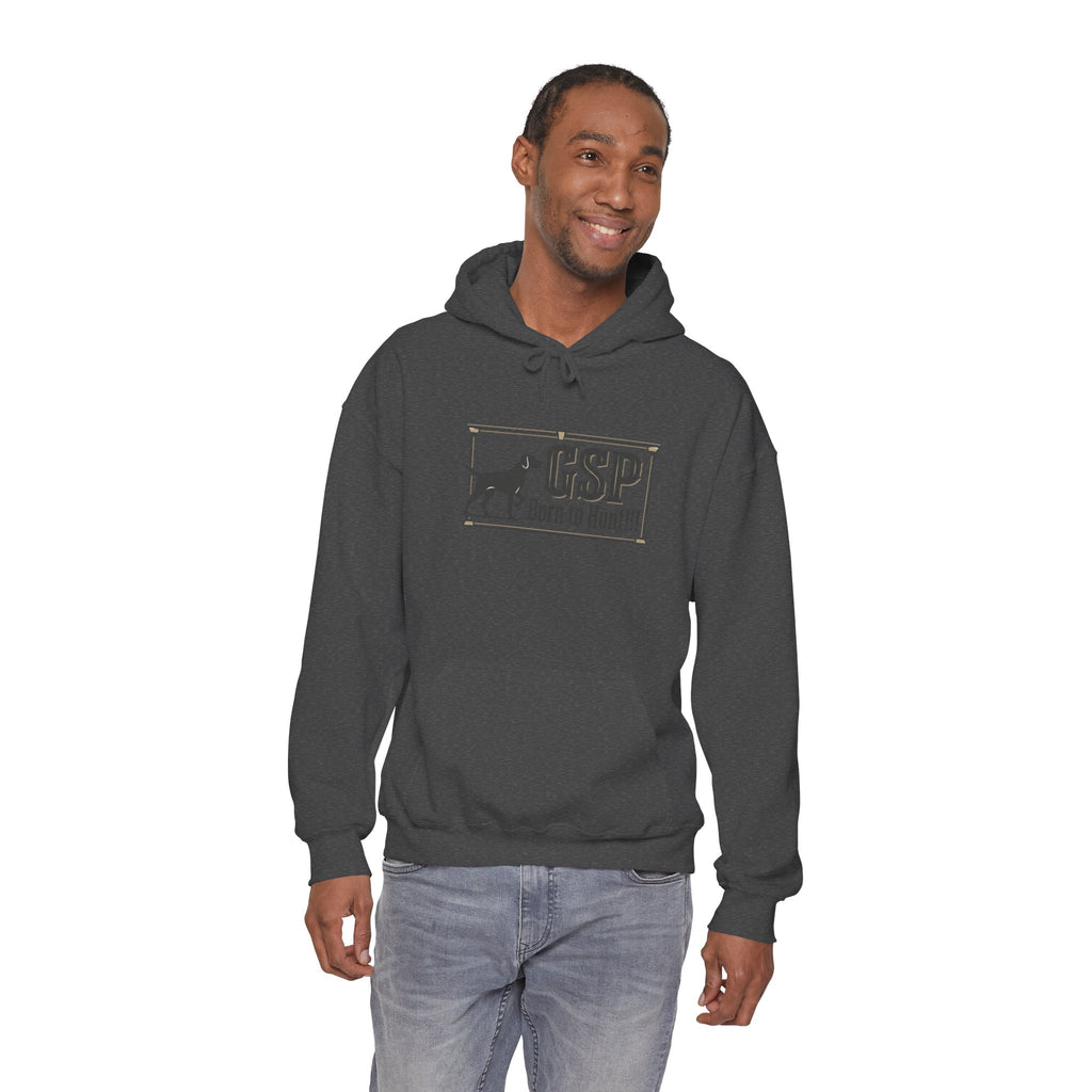 GSP 'Born to Hunt' Hoodie — German Shorthaired Pointer Blueprint Design