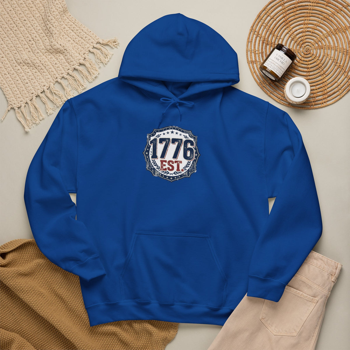 1776 Patriotic Hoodie — "Free Because of the Brave" Military Veteran Sweatshirt