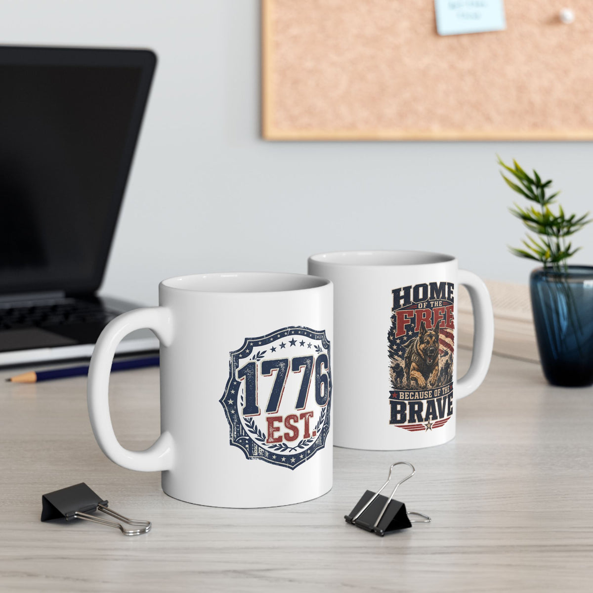 1776 American Freedom Ceramic Mug — Patriotic Police Shield Design (11oz & 15oz)