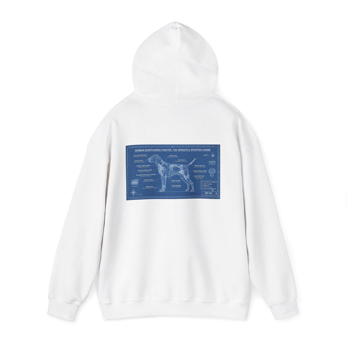 GSP 'Born to Hunt' Hoodie — German Shorthaired Pointer Blueprint Design