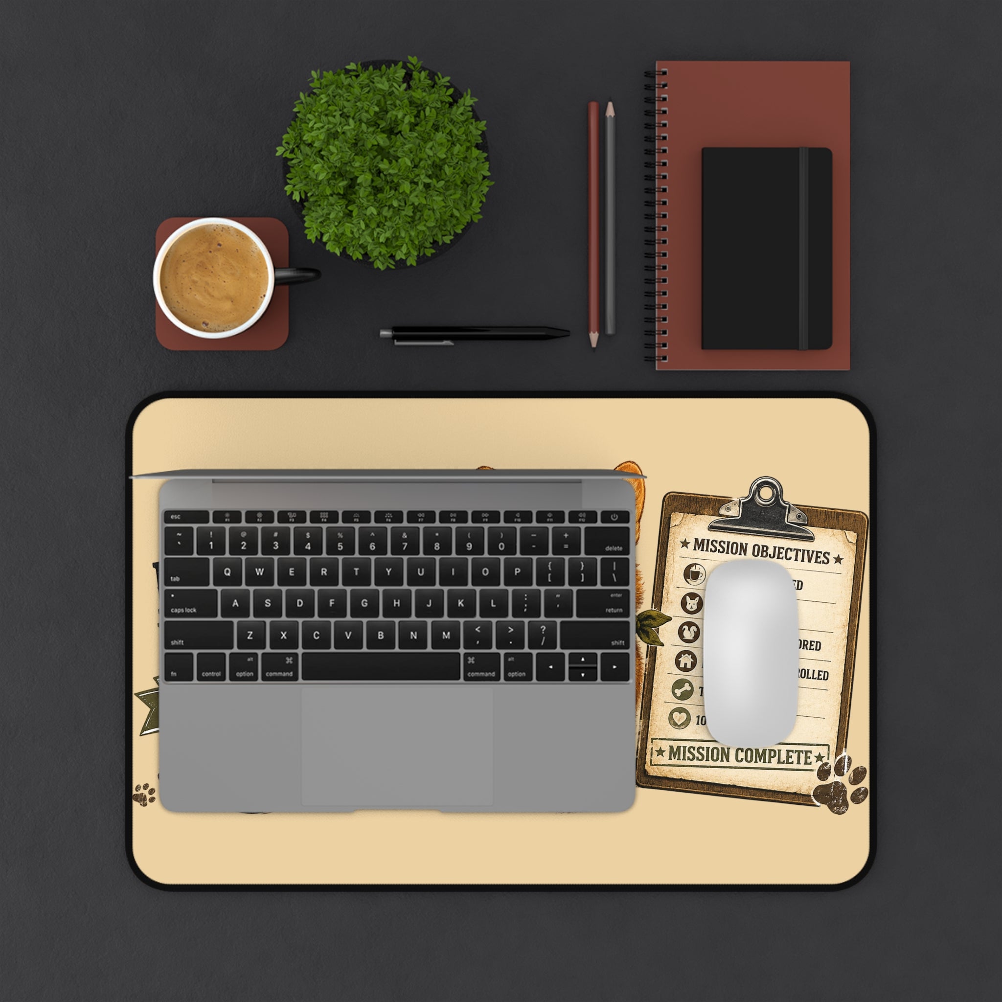 Corgi Desk Mat — "Low Rider, High Achiever" Cute Corgi Office Mouse Pad