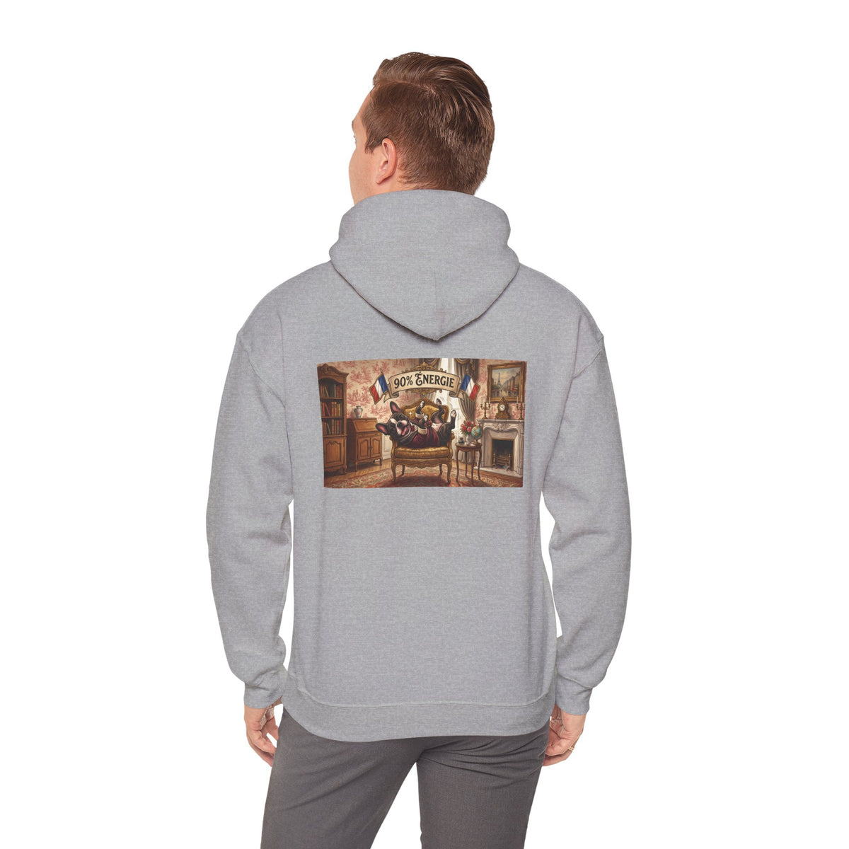 Frenchie Hoodie 90% Energy — Graphic Pullover