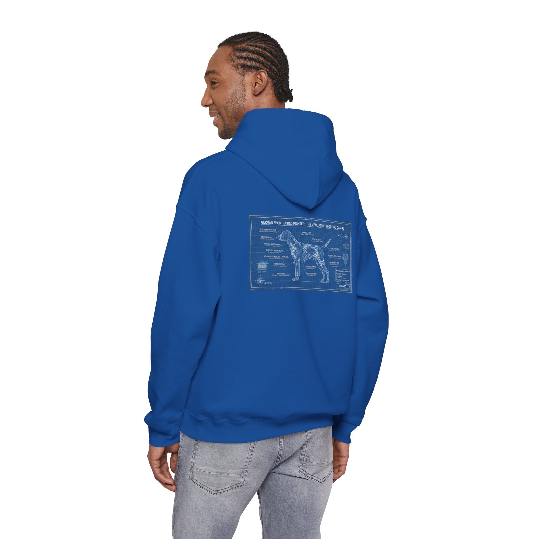 GSP 'Born to Hunt' Hoodie — German Shorthaired Pointer Blueprint Design
