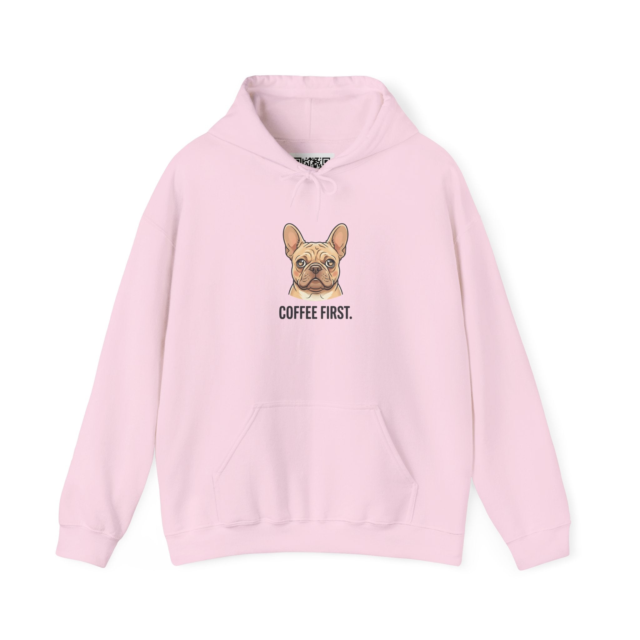 French Bulldog Coffee First Hoodie — 'Then The Zoomies' Graphic Pullover