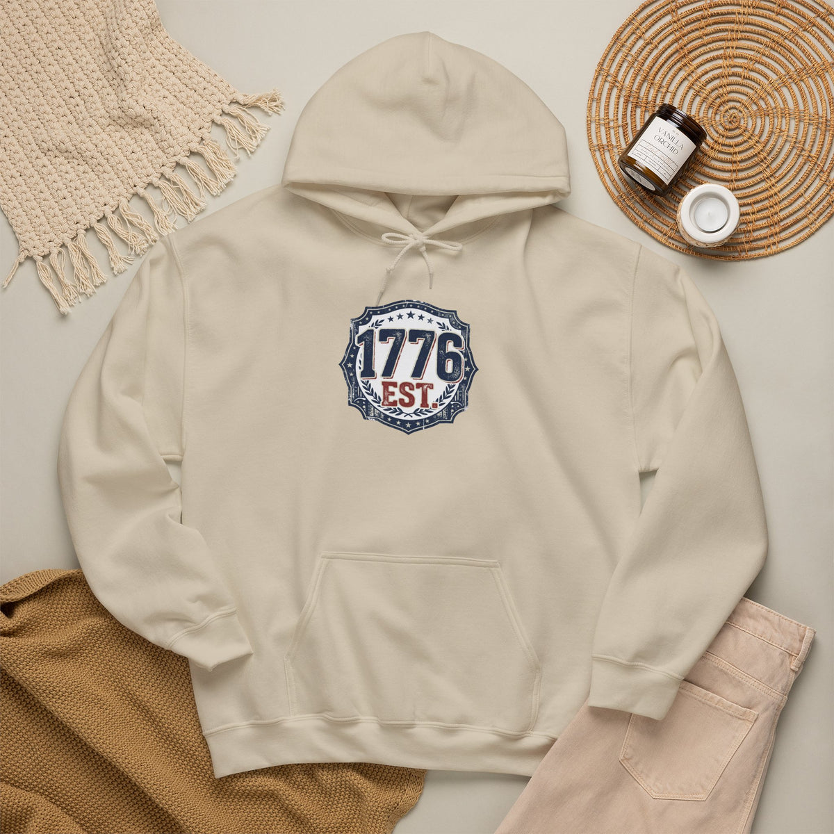 1776 Patriotic Hoodie — "Free Because of the Brave" Military Veteran Sweatshirt