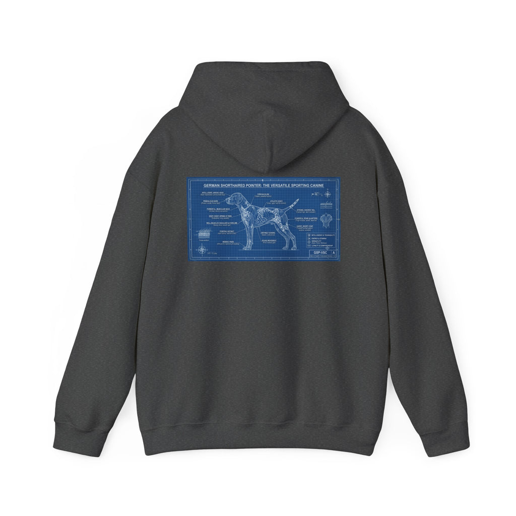 GSP 'Born to Hunt' Hoodie — German Shorthaired Pointer Blueprint Design