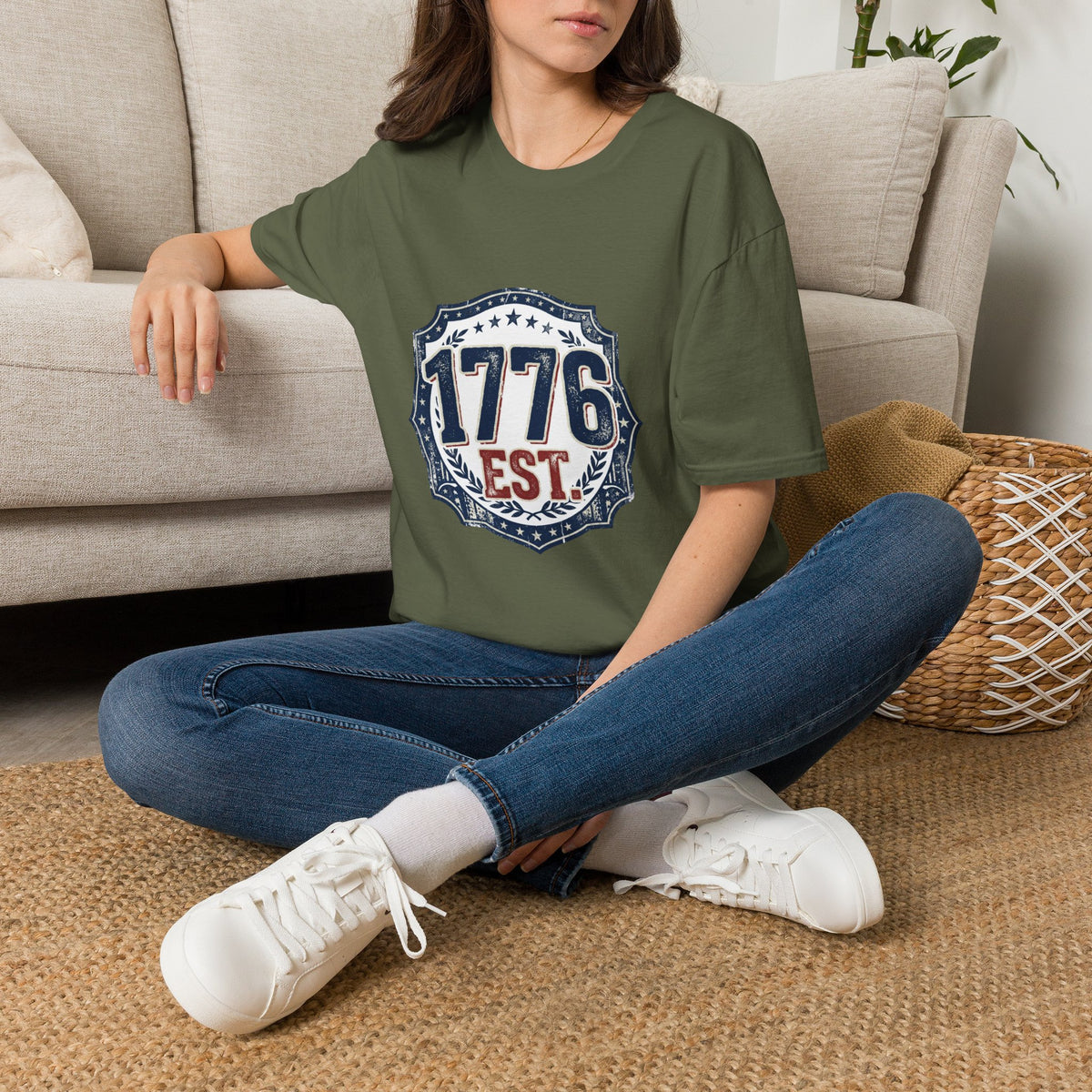 1776 Vintage Shield T-Shirt — Patriotic Independence Day Tee