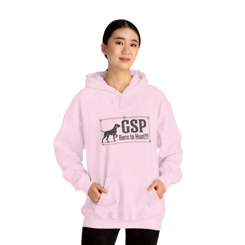 GSP 'Born to Hunt' Hoodie — German Shorthaired Pointer Blueprint Design