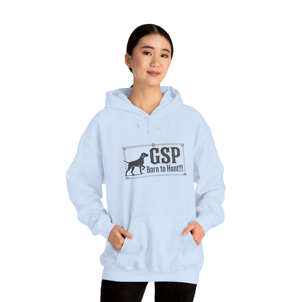 GSP 'Born to Hunt' Hoodie — German Shorthaired Pointer Blueprint Design