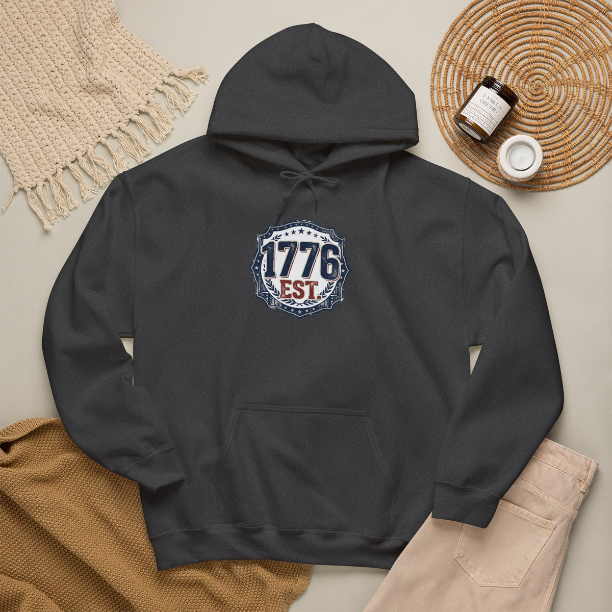 1776 Patriotic Hoodie — "Free Because of the Brave" Military Veteran Sweatshirt