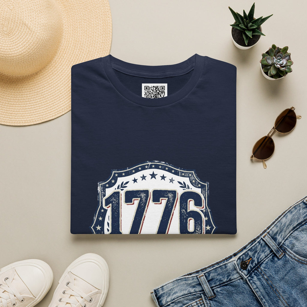 1776 Vintage Shield T-Shirt — Patriotic Independence Day Tee