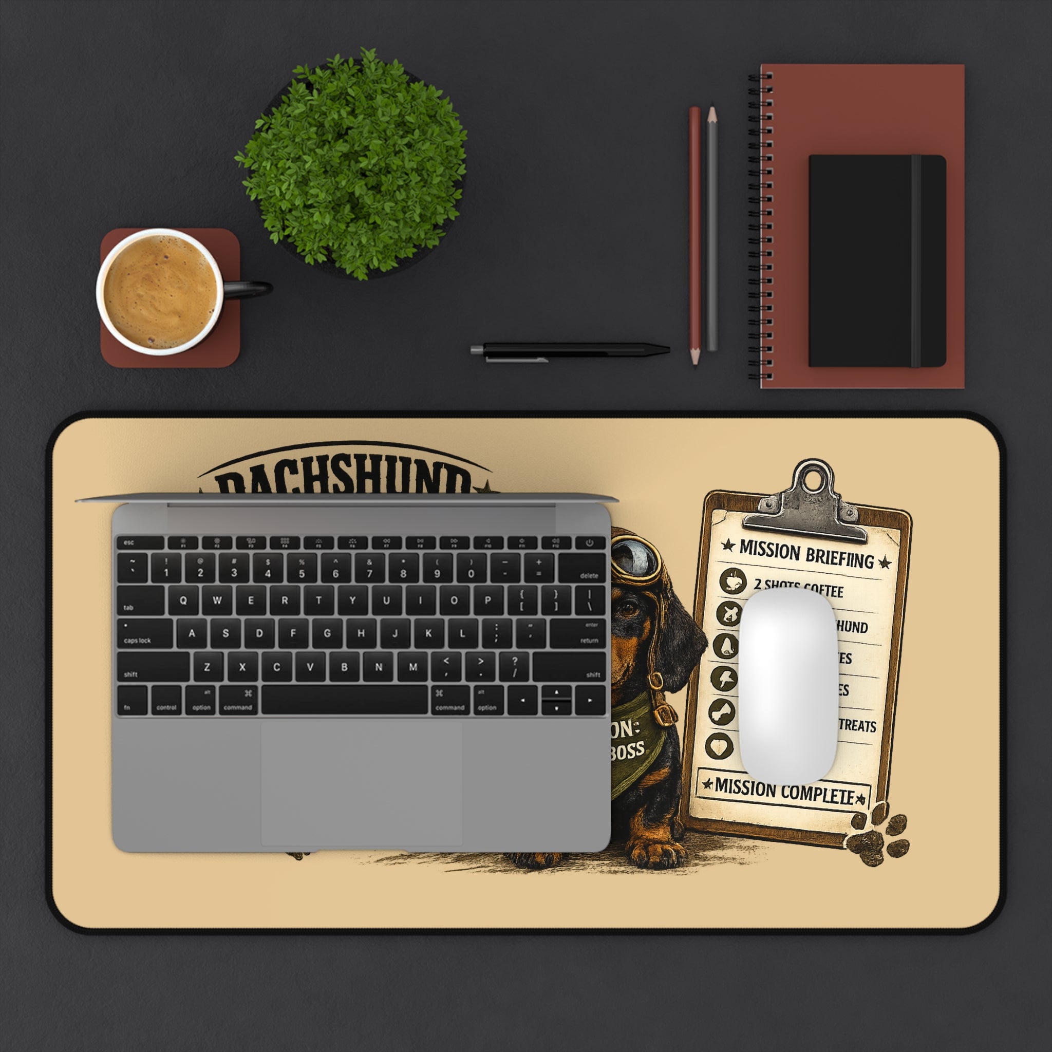 Dachshund Desk Mat — "Low Rider, High Achiever" Gaming/Office Mouse Pad