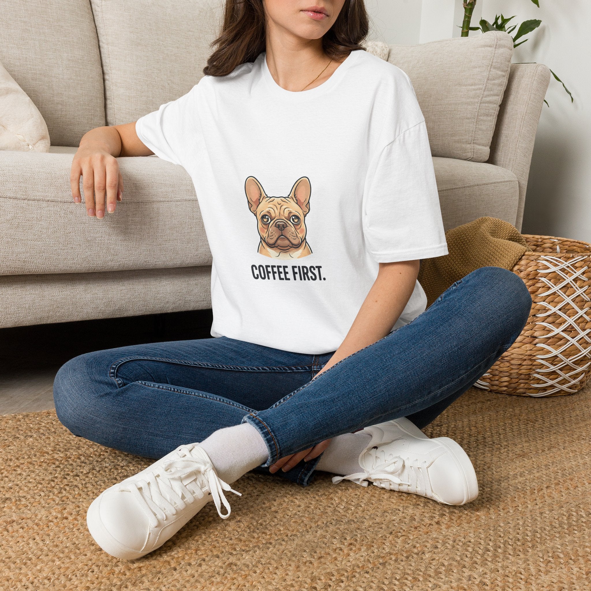 French Bulldog "Coffee First" T-Shirt