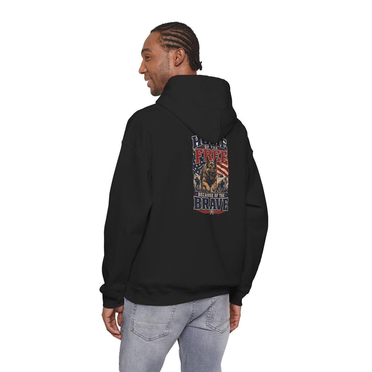 1776 Patriotic Hoodie — "Free Because of the Brave" Military Veteran Sweatshirt