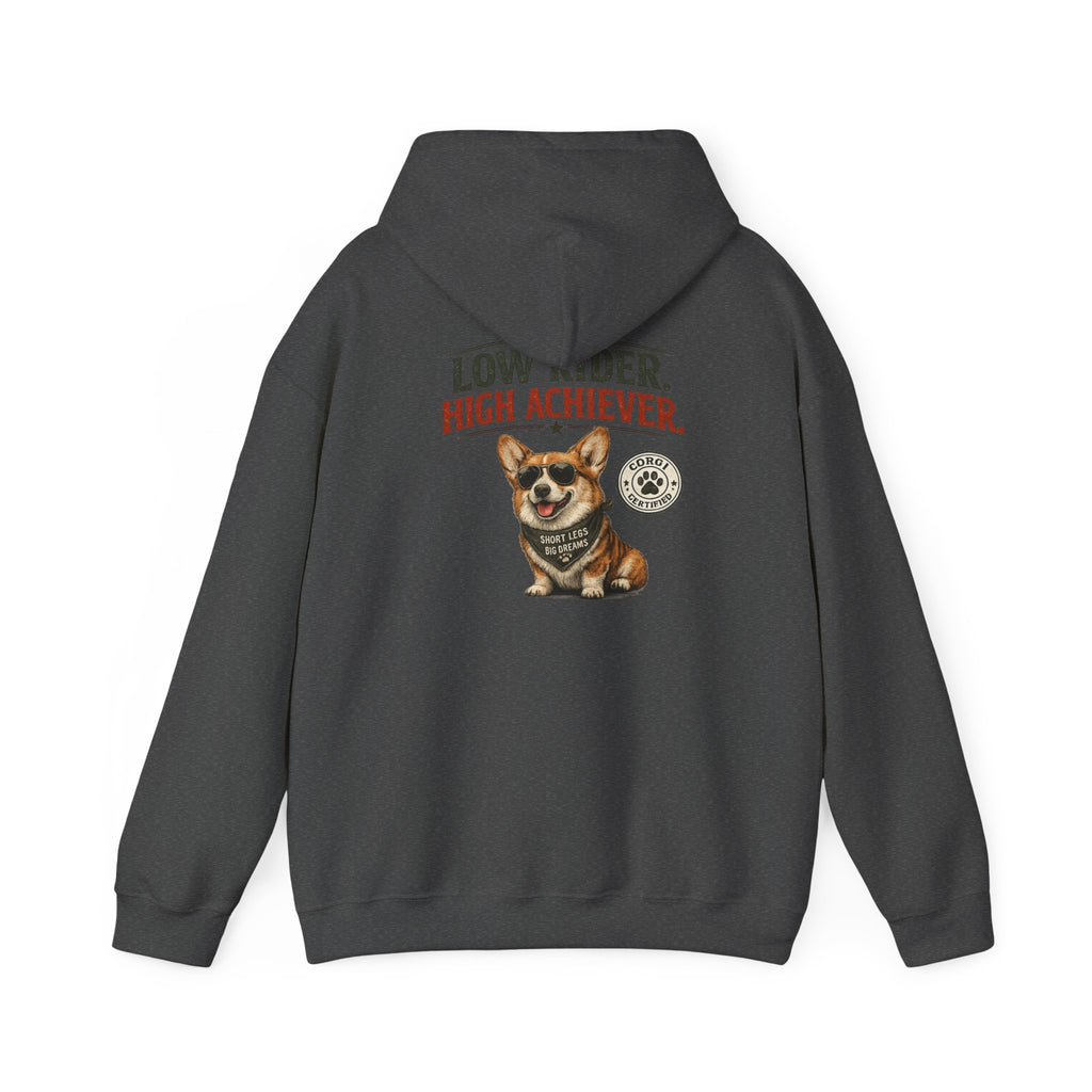 Corgi High Achiever Hoodie — 'Low Risk, High Achiever'