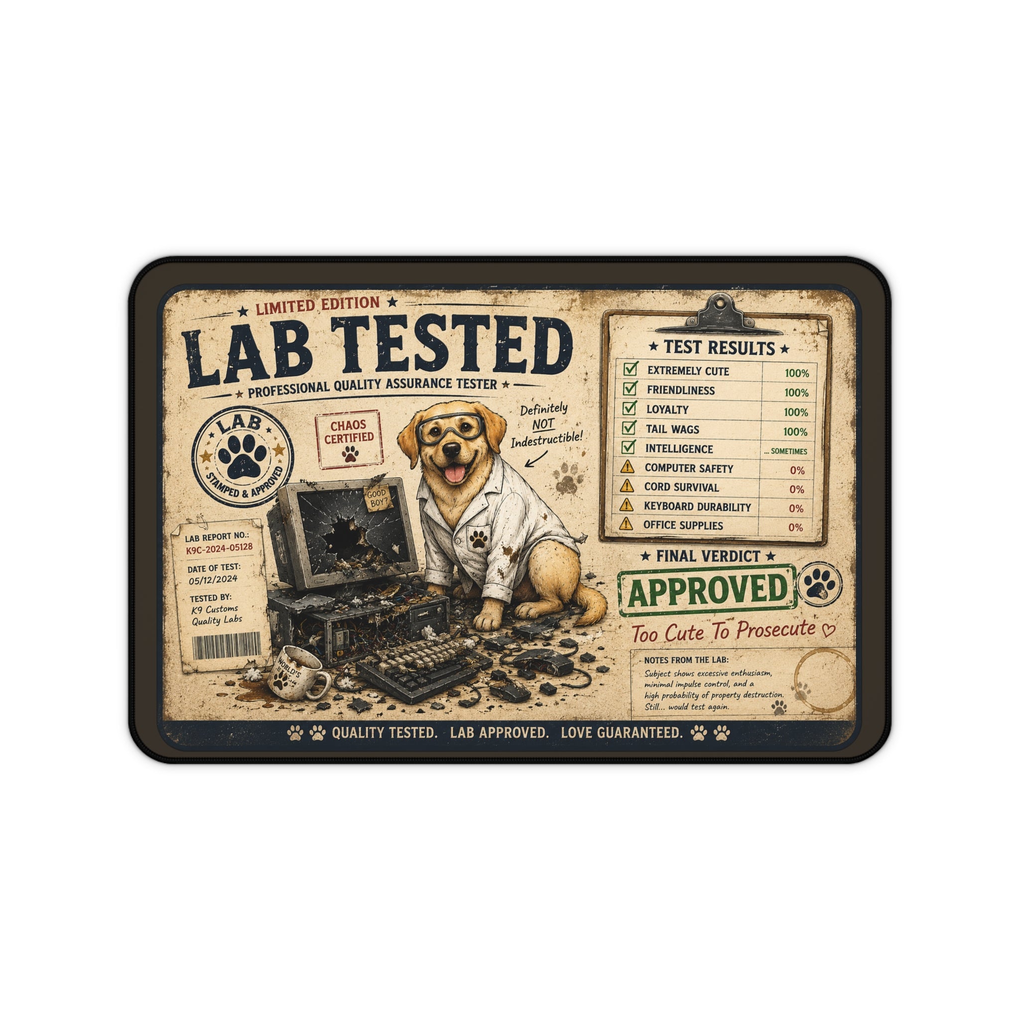Lab Tested Labrador Desk Mat – Cute Approved Pet-Themed Mousepad