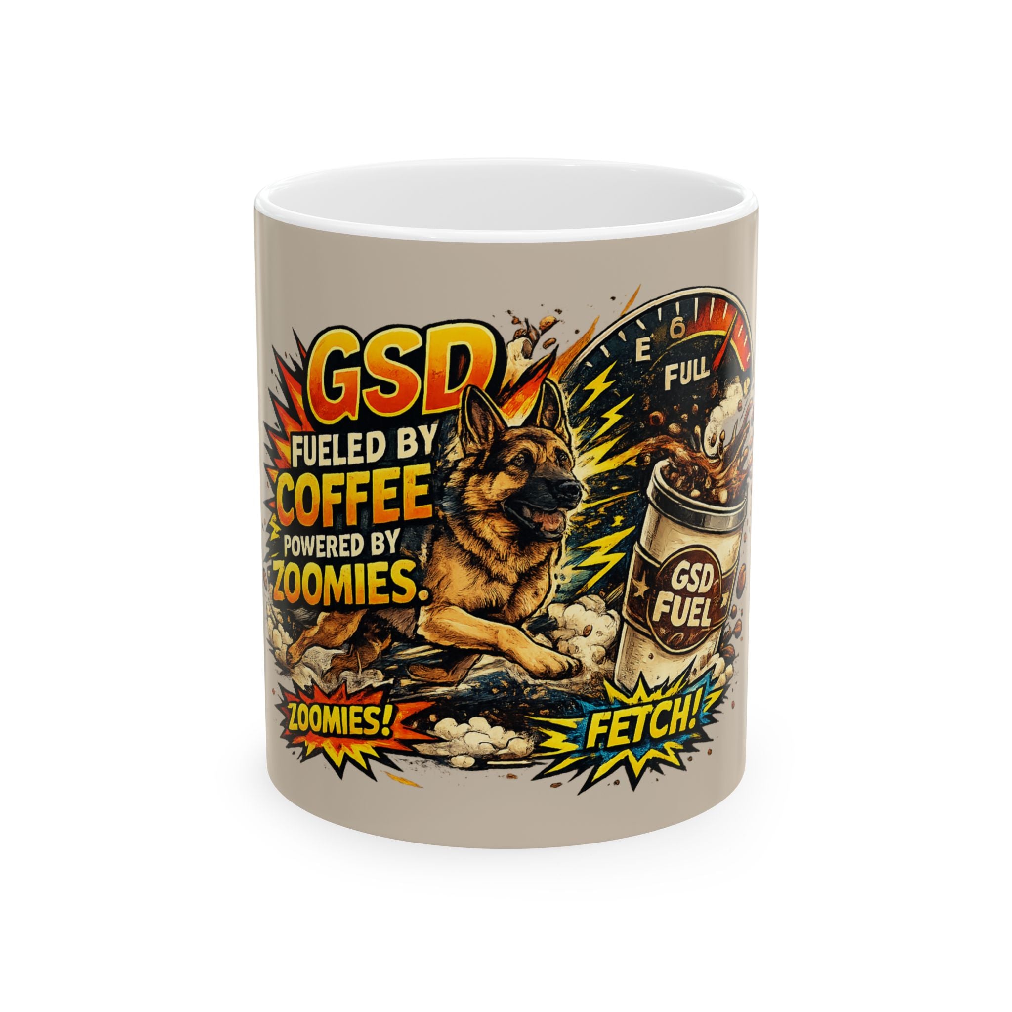 GSD Fueled by Coffee Ceramic Mug — German Shepherd Dog Lover Gift (11oz & 15oz)