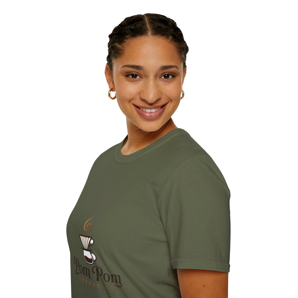 Pomeranian Pom Pom Coffee Pomeranian T-Shirt — “Fueled by Coffee and Pom Pom Energy”