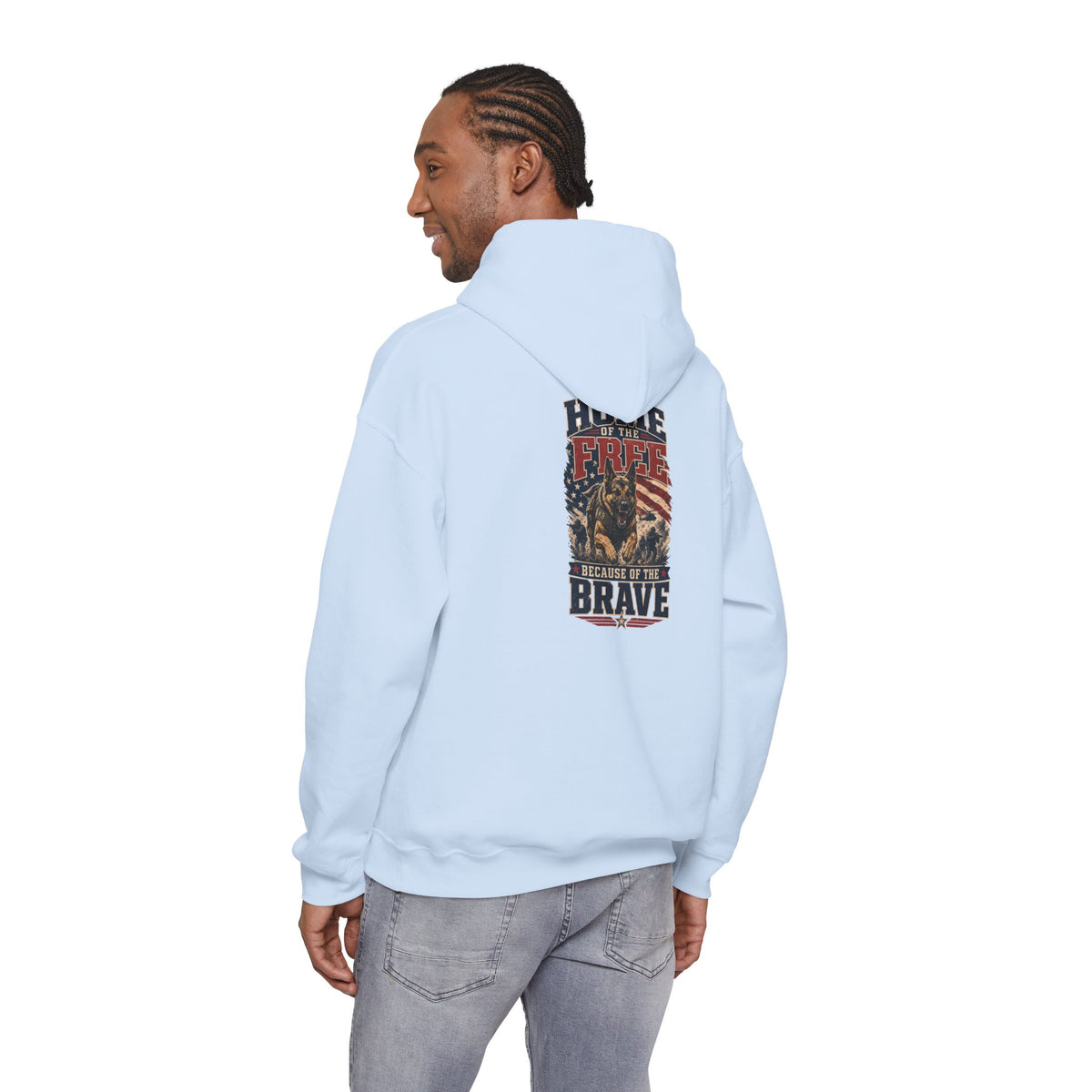 1776 Patriotic Hoodie — "Free Because of the Brave" Military Veteran Sweatshirt