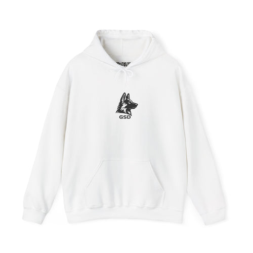 German Shepherd Hoodie - "I Can Run What's Your SuperPower" - Word Cloud Dog Silhouette Graphic Sweatshirt