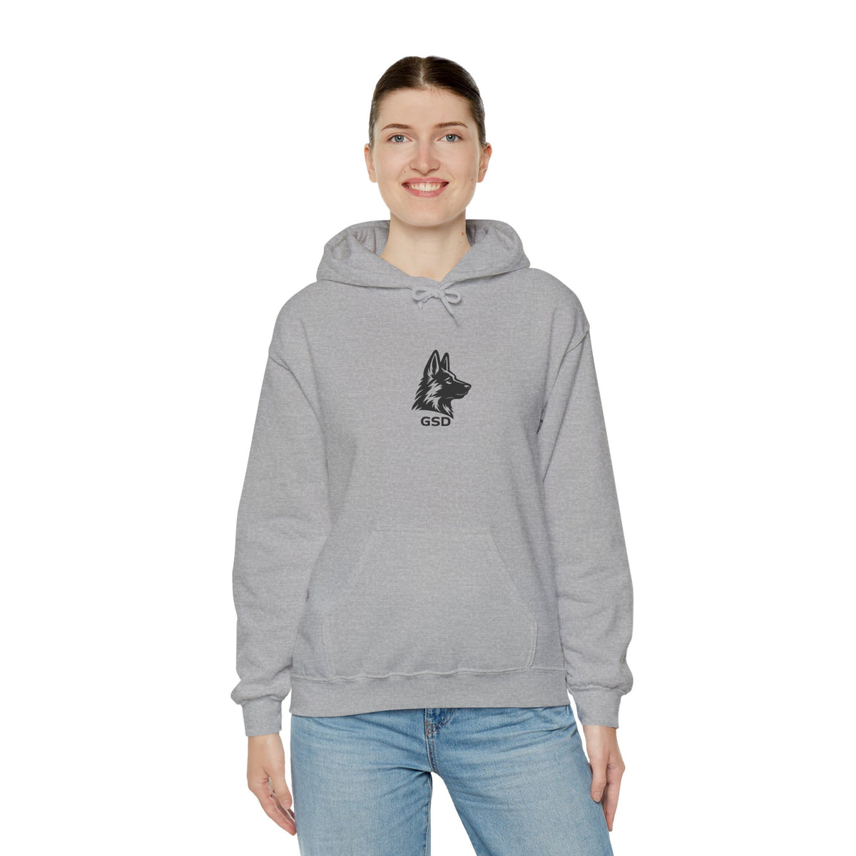 German Shepherd Hoodie - "I Can Run What's Your SuperPower" - Word Cloud Dog Silhouette Graphic Sweatshirt