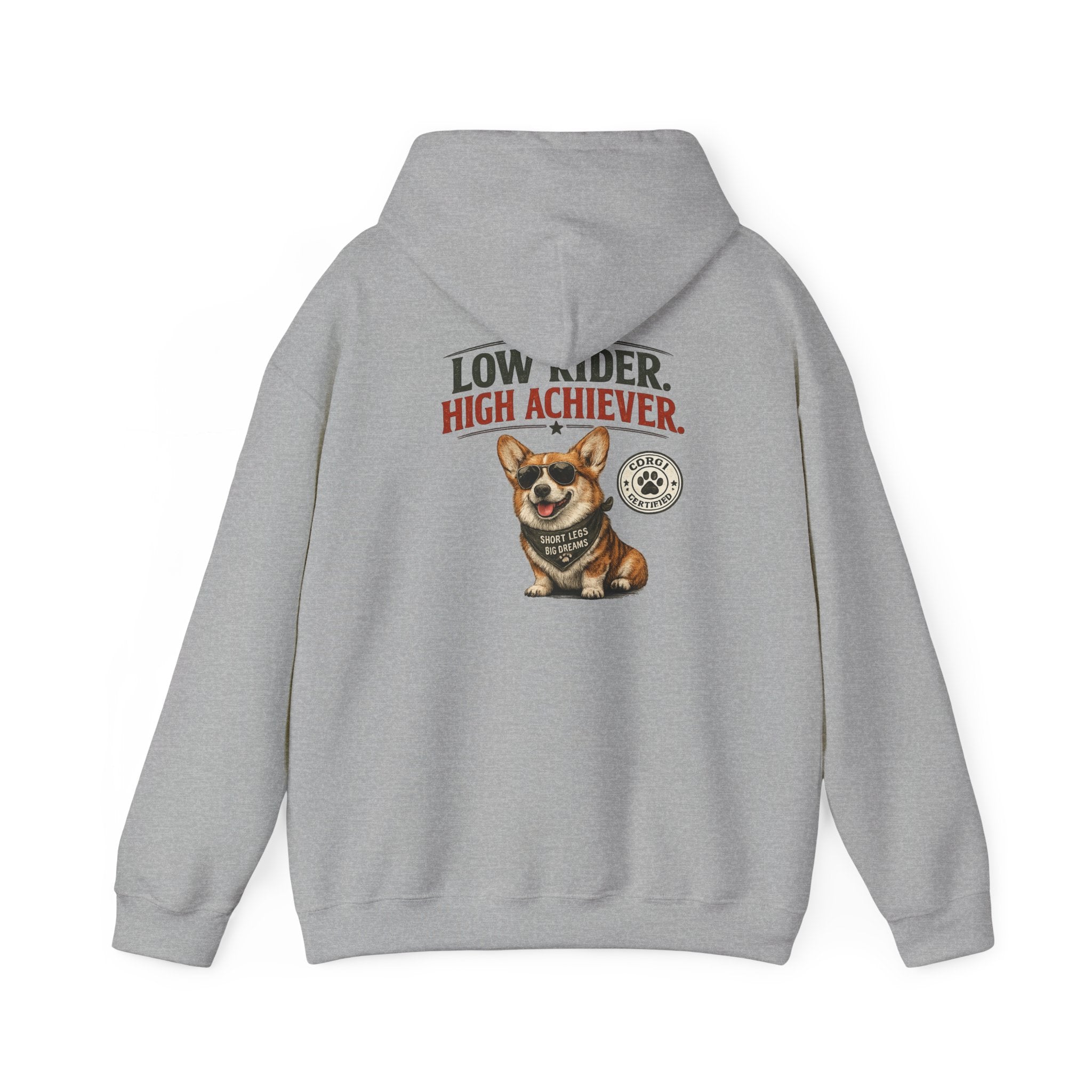 Corgi High Achiever Hoodie — 'Low Risk, High Achiever'