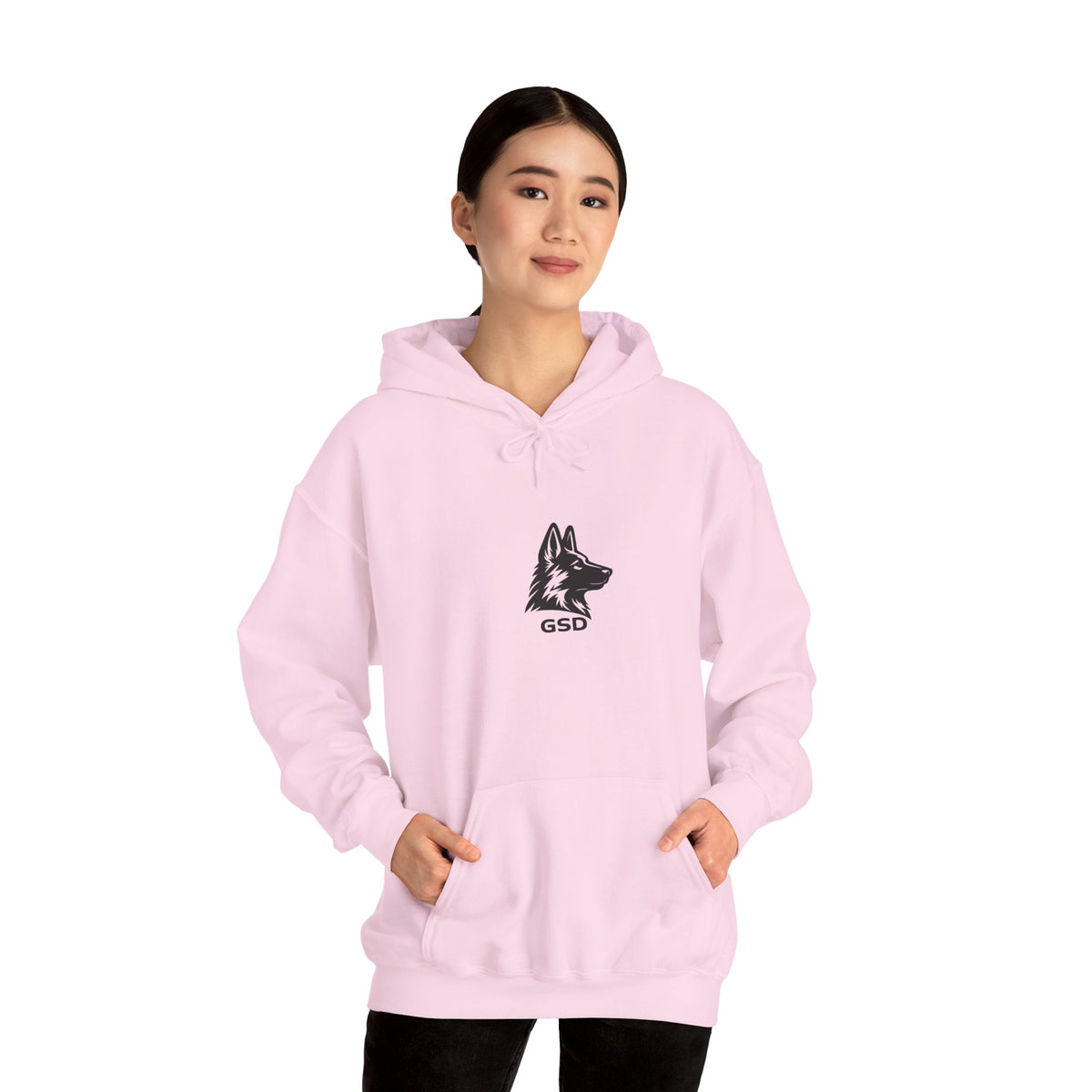 German Shepherd Hoodie - "I Can Run What's Your SuperPower" - Word Cloud Dog Silhouette Graphic Sweatshirt