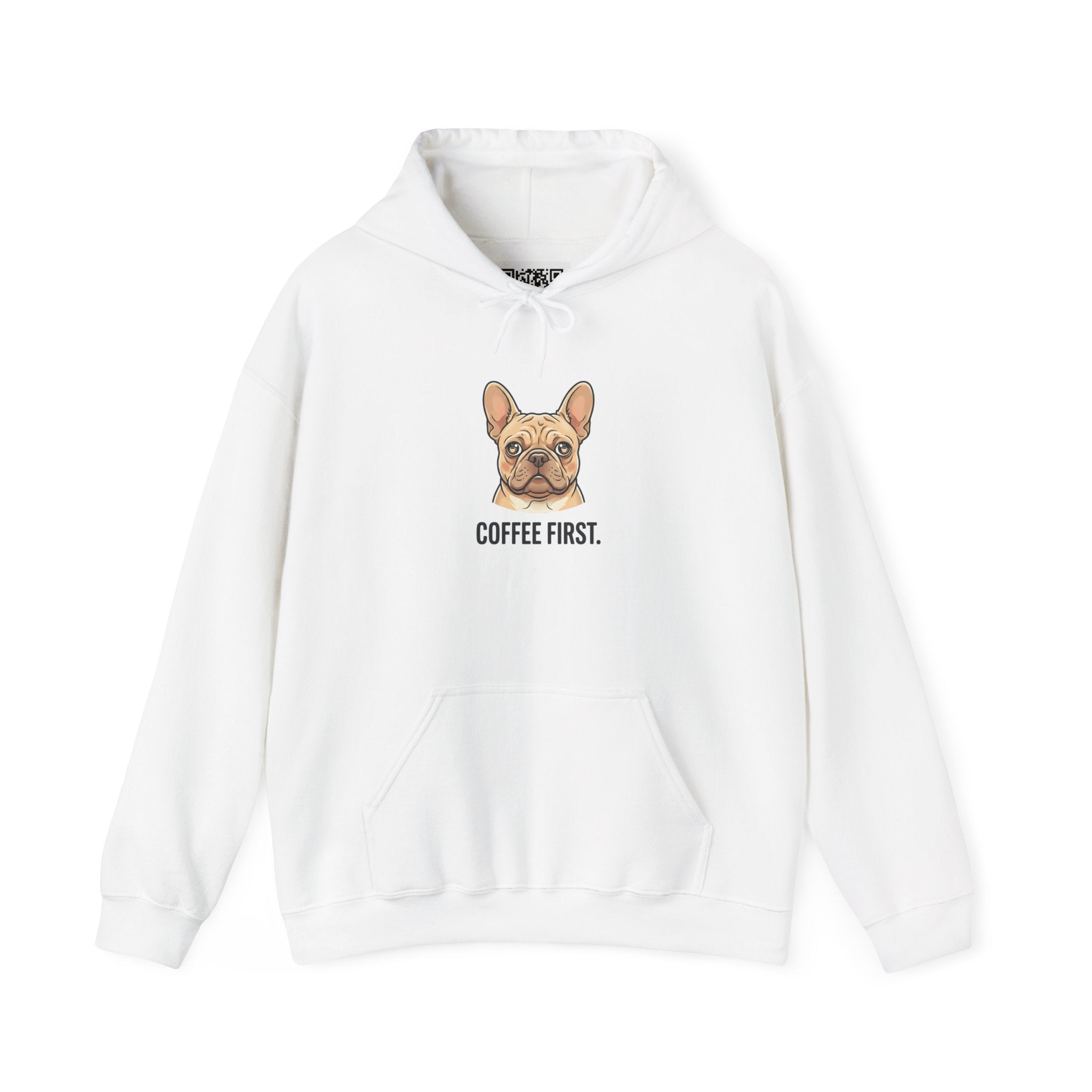 French Bulldog Coffee First Hoodie — 'Then The Zoomies' Graphic Pullover