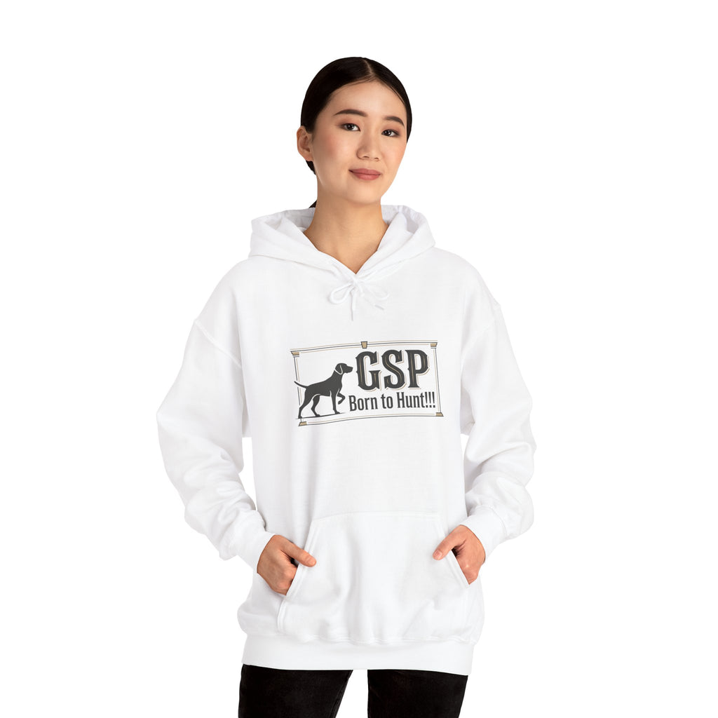 GSP 'Born to Hunt' Hoodie — German Shorthaired Pointer Blueprint Design