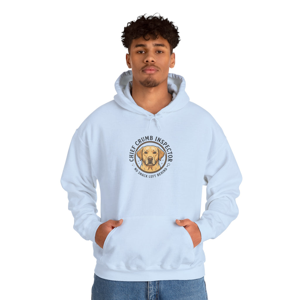Labrador Retriever Hoodie — “Chief Crumb Inspector” Cute Labrador Kitchen Portrait Pullover