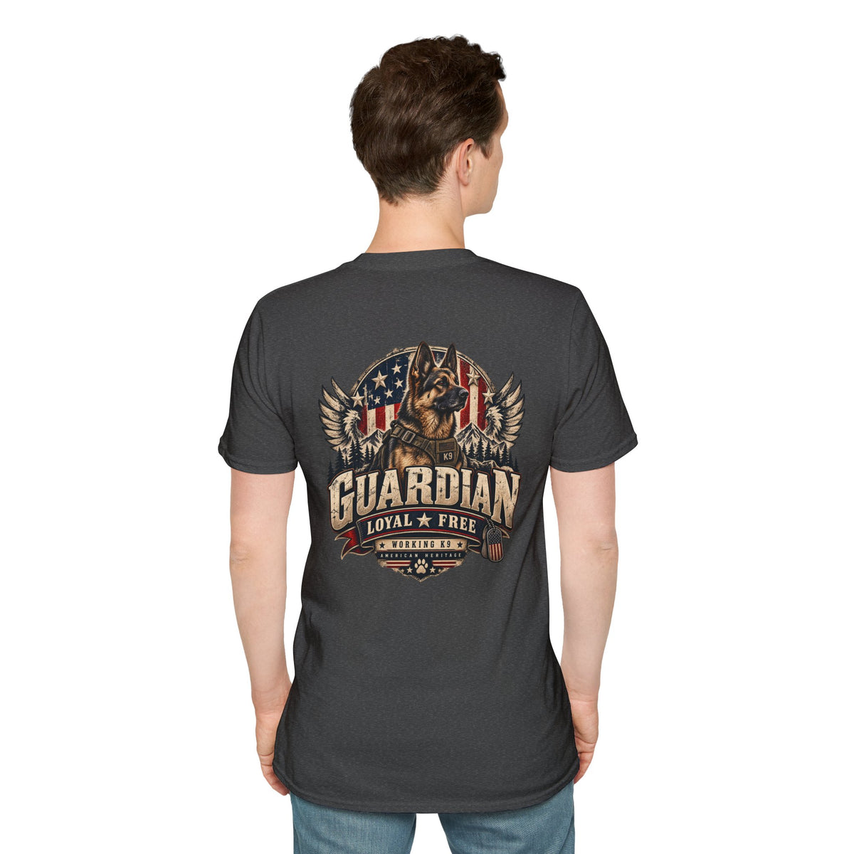 Guardian German Shepherd T-Shirt — Loyal & Free Patriotic K9 Tee